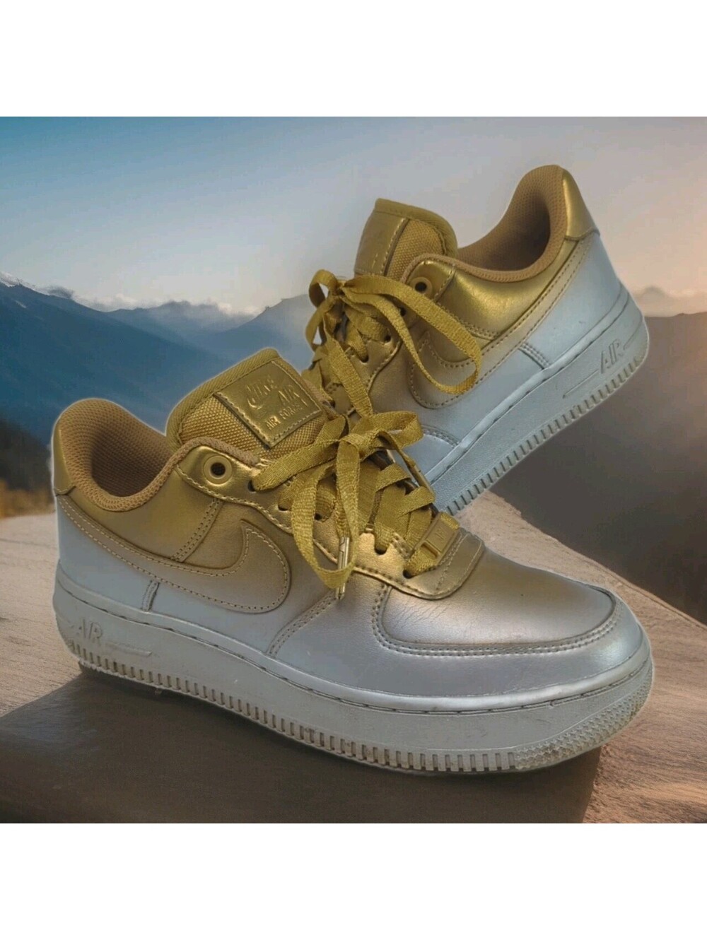 Nike Air Force 1 AF1 Low Lux Metallic Gold Silver Platinum Gradiant Women 6 36.5 - Picture 3 of 14